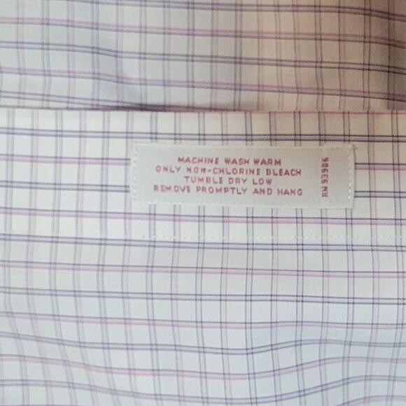 Brooks Brothers Regular Fit Shirt 16.5/35 White Purple Check Non-Iron - Picture 4 of 8